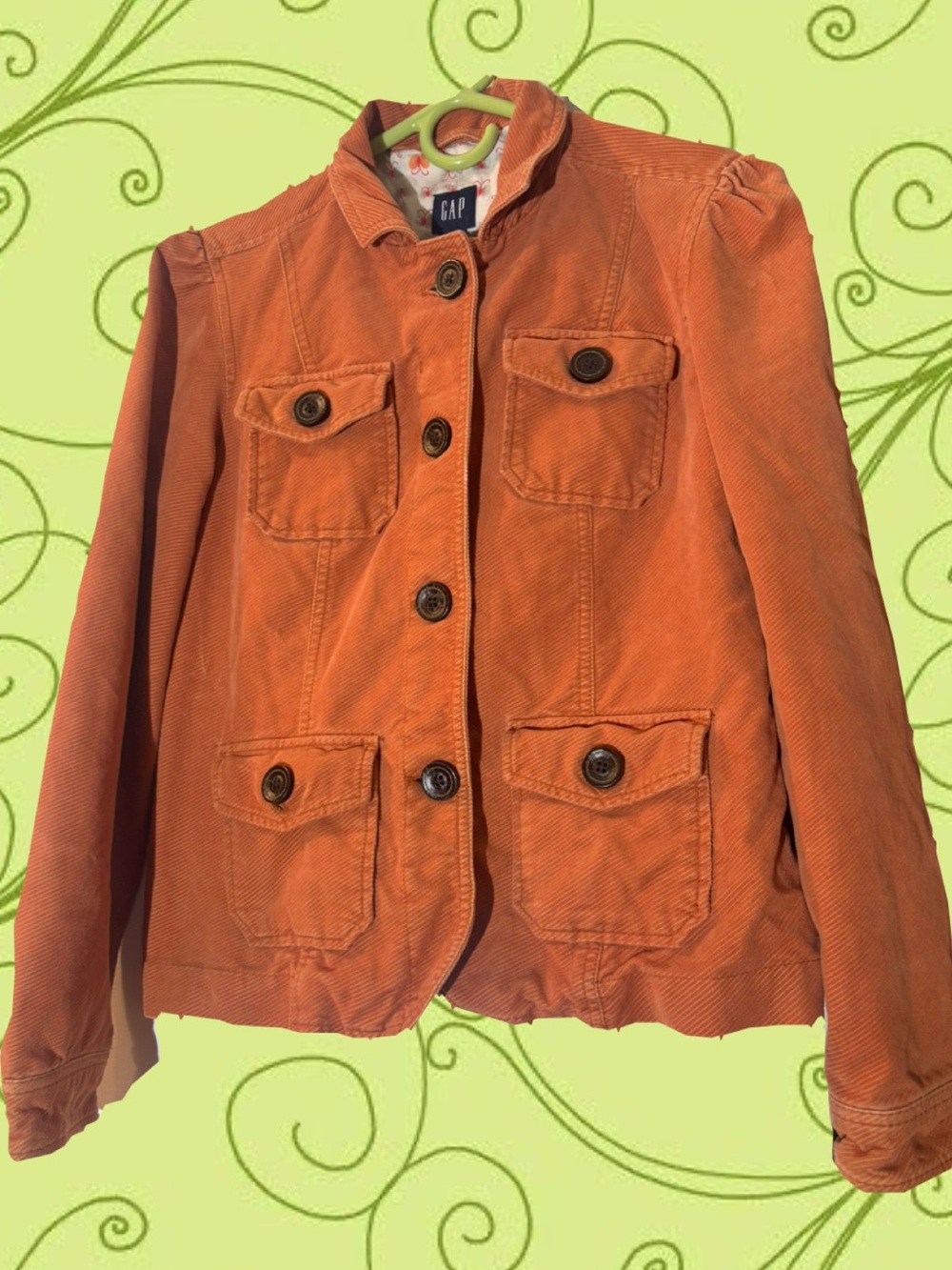 GAP Orange Corduroy Button Jacket